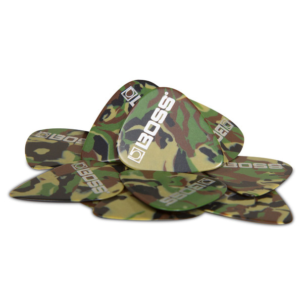 BOSS Celluloid Pick Thin 12 Pack, Camo - Pack