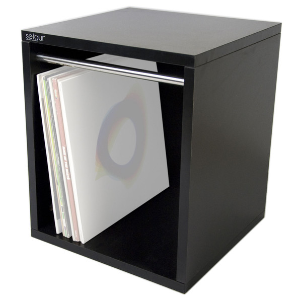 Sefour Carry Box for 115 Records, Black - Front Angled (Records Not Included)