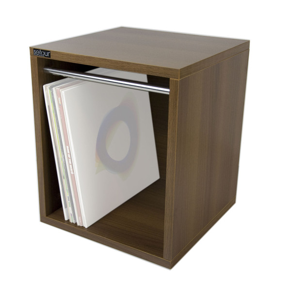 Sefour Carry Box for 115 Records, Tobacco Walnut - Front (Records Not Included)