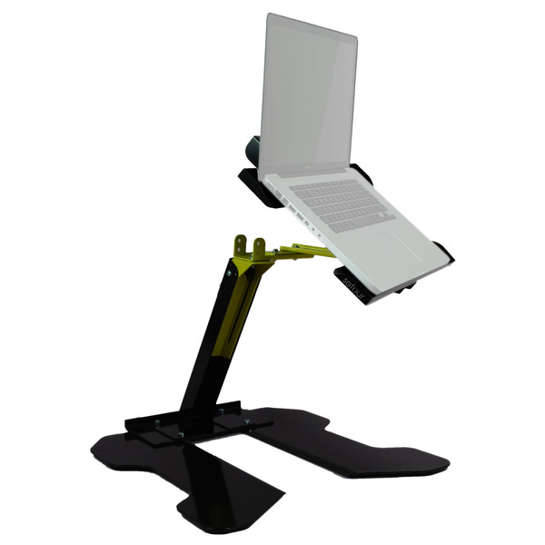 Sefour Universal Swivel Laptop - CDJ Stand (44cm Width), Black/Yellow - Angled (Laptop Not Included)