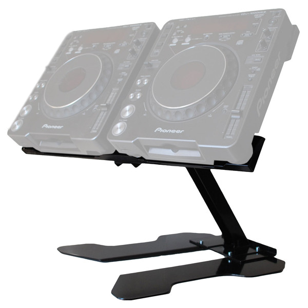 Sefour Universal Swivel Double CDJ Stand (65cm Width), Black - Angled (CDJ Not Included)