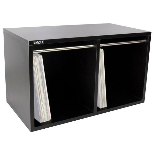 Sefour Vinyl Carry Box to Hold 240 Records, Black - Angled 2