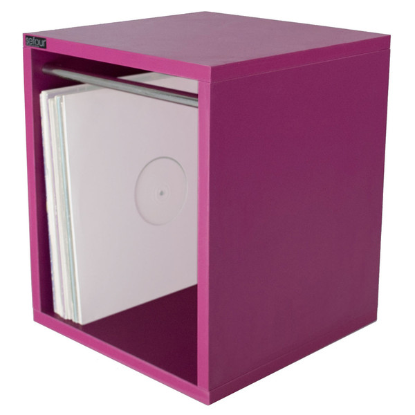 Sefour Vinyl Carry Box to Hold 115 Records, Electro Magenta - Angled