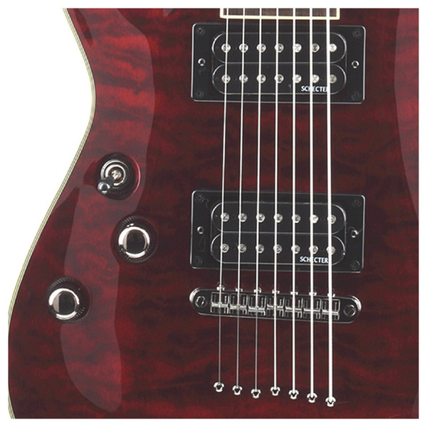 Schecter Omen Extreme-7 Left Handed Electric Guitar, Black Cherry