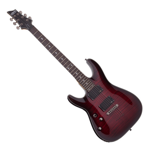 Schecter Damien Elite-6 Left Handed Guitar, Crimson Red Burst