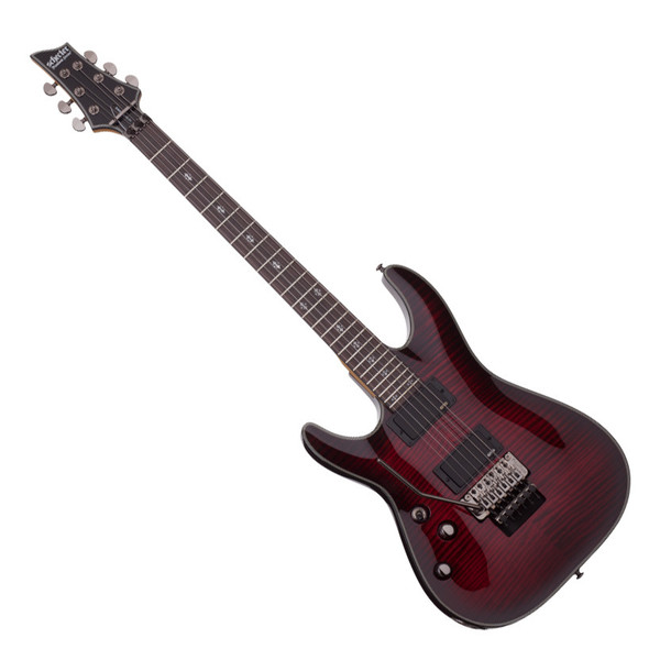 Schecter Damien Elite-6 FR Left Handed Guitar, Crimson Red Burst