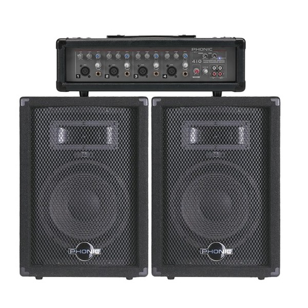 200W Phonic PA System with FX Mixer and Speakers