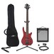 Lexington 5 String Electric Bass Guitar + Amp Pack, Red