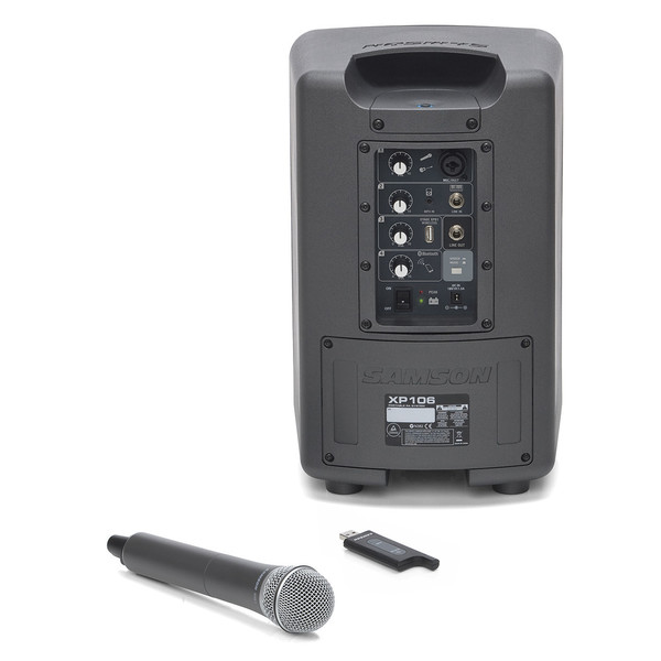 Samson XP106W Portable PA System with Wireless Microphone - Rear