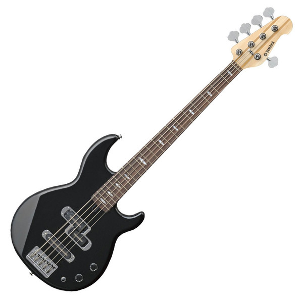 Yamaha BB1025 5-String Bass Guitar, Black - Angled Front