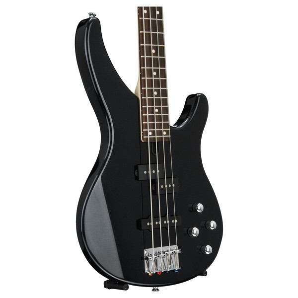 Yamaha TRBX204 4-String Electric Bass Guitar, Galaxy Black - Angled Front Body