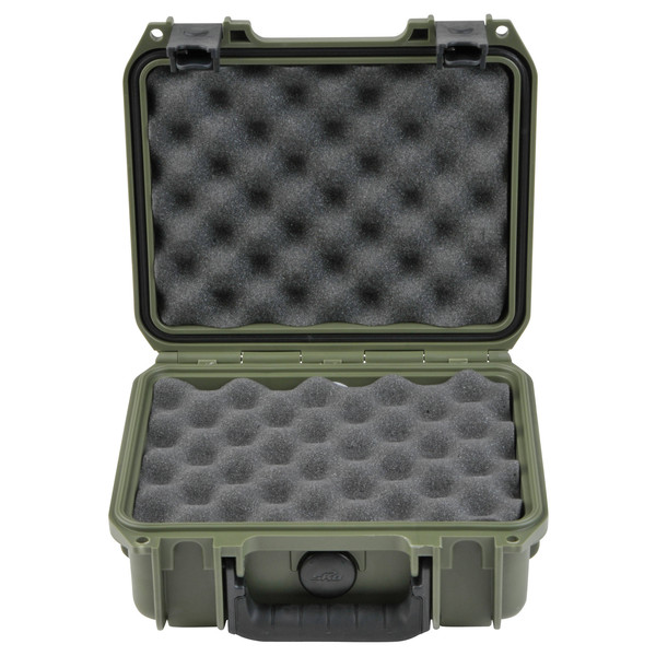 SKB iSeries 0907-4 Waterproof Case (With Layered Foam), Olive Drap - Front Open