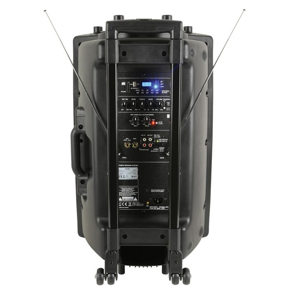 QTX QR15PA Portable PA System with Wireless Mics, Rear