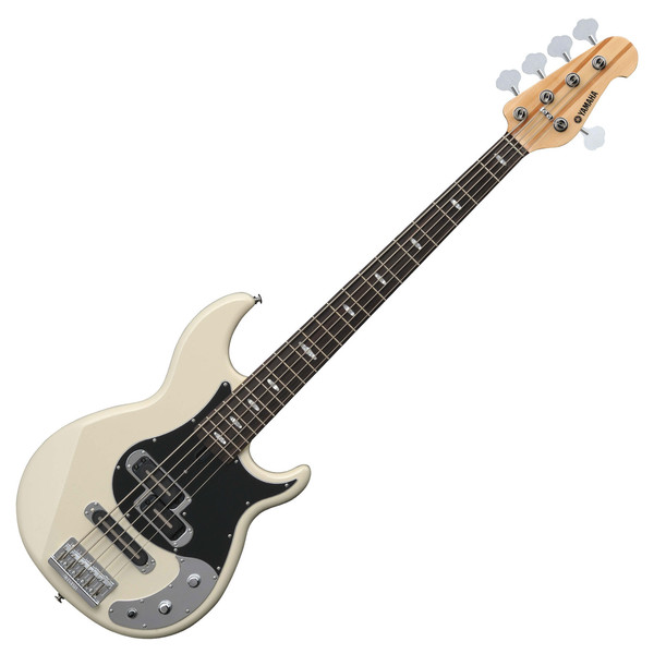 Yamaha BB1025X 5-String Bass Guitar, Vintage White - Front Angled