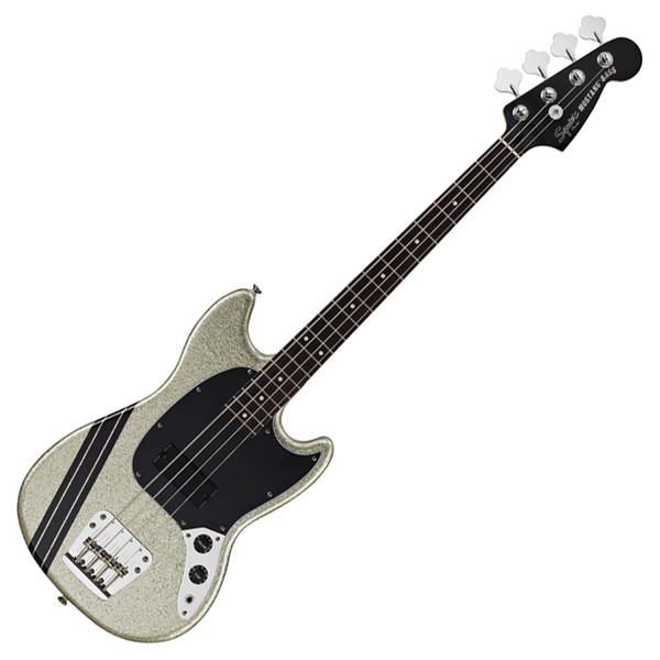 Squier by Fender Mikey Way Mustang Bass, Flake Silver Sparkle