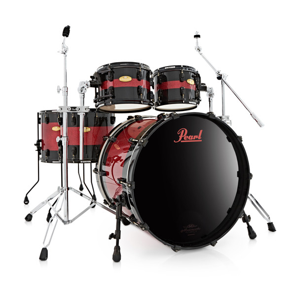Pearl Masterworks 5pc Shell Pack, Black W/ Red Sparkle Inlay, Ex Demo
