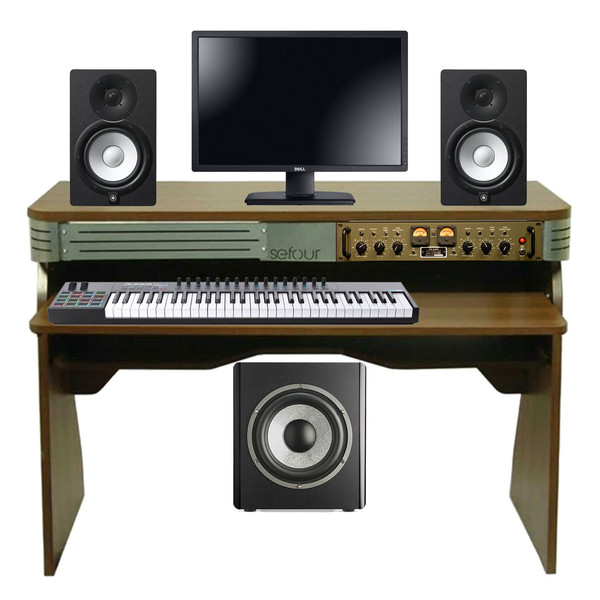 Sefour X60 Studio DJ Desk, Tobacco Walnut