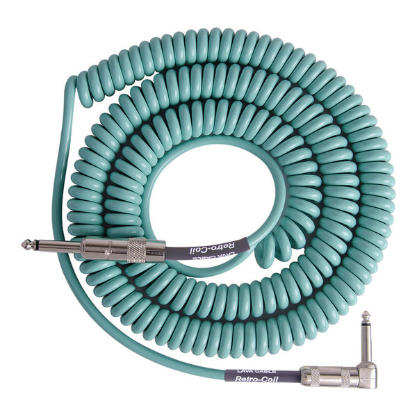 Lava Cable Retro Coil Angled Instrument Cable 20ft, Sea Foam Green Image