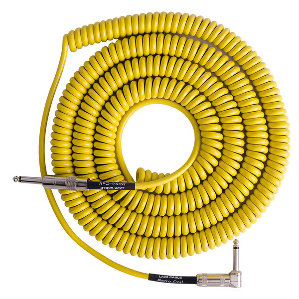 Lava Cable Retro Coil Angled Instrument Cable 20ft, Yellow Image