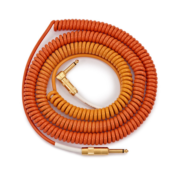 Lava Cable Morph Coil Angled Instrument Cable 25ft, Orange to Yellow