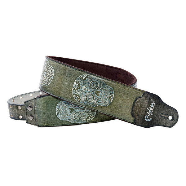 Right On Straps LEATHERCRAFT Sugar Guitar Strap, Green