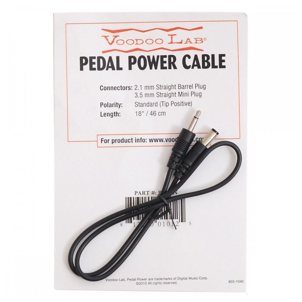 Voodoo Lab Straight To 3.5mm Straight Mini Plug Cable 18 Inch
