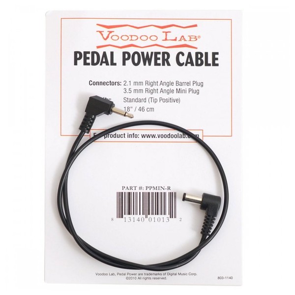 Voodoo Lab Right Angle To 3.5mm Right Angle Mini Plug Cable 18 Inch