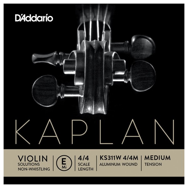 D'Addario Kaplan Non-Whistling Violin Aluminum Wound E String, 4/4 Scale, Ball 