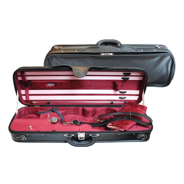 Negri Milano Leather Violin Case in Black and Burgundy