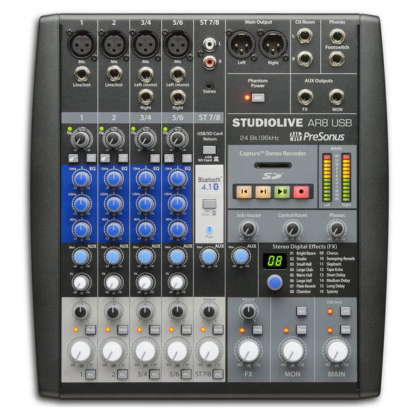 PreSonus StudioLive AR8 USB Mixer - Top View