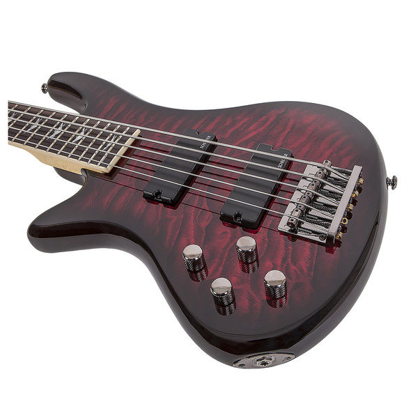 Schecter Stiletto Extreme-5 Left Handed Bass Guitar, Cherry