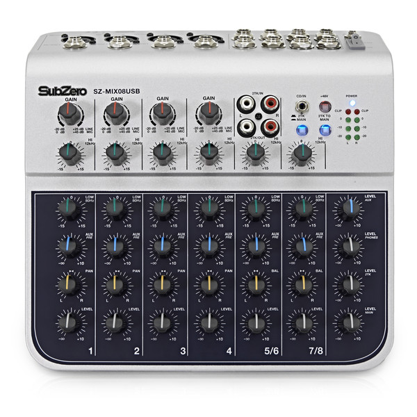 SubZero SZ-MIX08USB 8-Channel Mini Mixer with USB by Gear4music