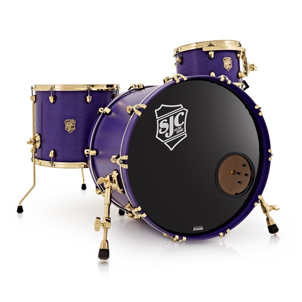 SJC Drums Tour Series 22'' 3 Piece Shell Pack, Purple Stain, Brass HW