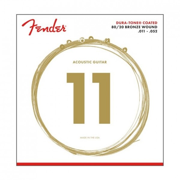 Fender 880CL 80/20 Dura-Tone Coated Acoustic Strings, 11-52