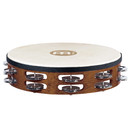 Meinl Percussion Holztamburin mit zwei Reihen Stahlschellen und Fell