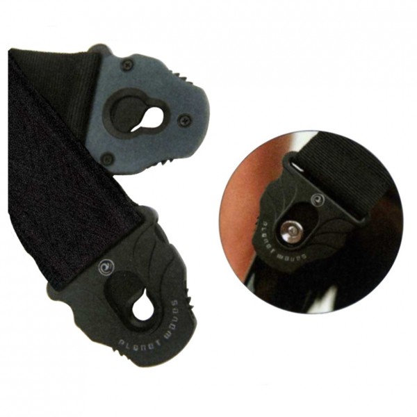 D'Addario Planet Lock Guitar Strap, Black Satin Lock