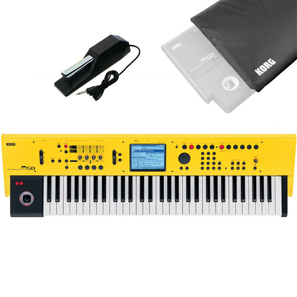 DISC Korg M50 61-Key Music WKSTN Ltd Yellow, FREE Pedal & Dust Cover