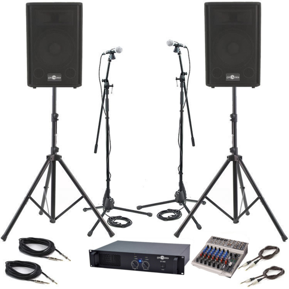 300w Pa Package With Peavey Mixer Stands And Mics At Gear4music