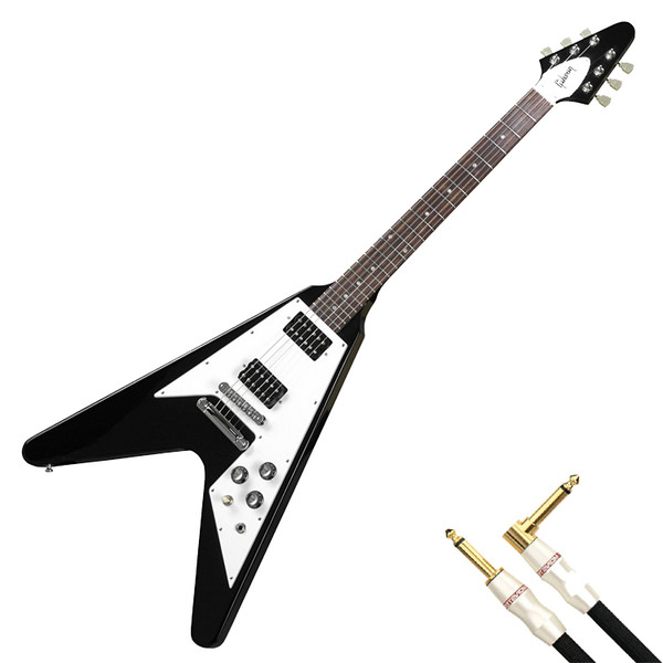 DISC Gibson 1968 (2008) Flying V, Ebony Guitar, Monster Pack at