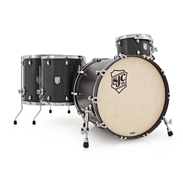 SJC Drums Tour Series 4 Piece Shell Pack , Black Stain, Chrome HW
