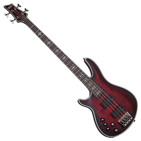 Schecter Hellraiser Extreme-4 Left Handed Bass, Crimson Red Burst 