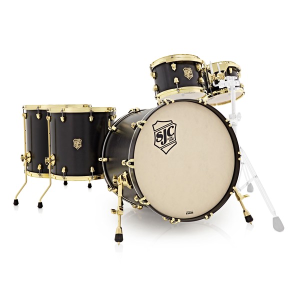 SJC Drums Tour Series 5 Piece Shell Pack , Black Stain, Brass HW