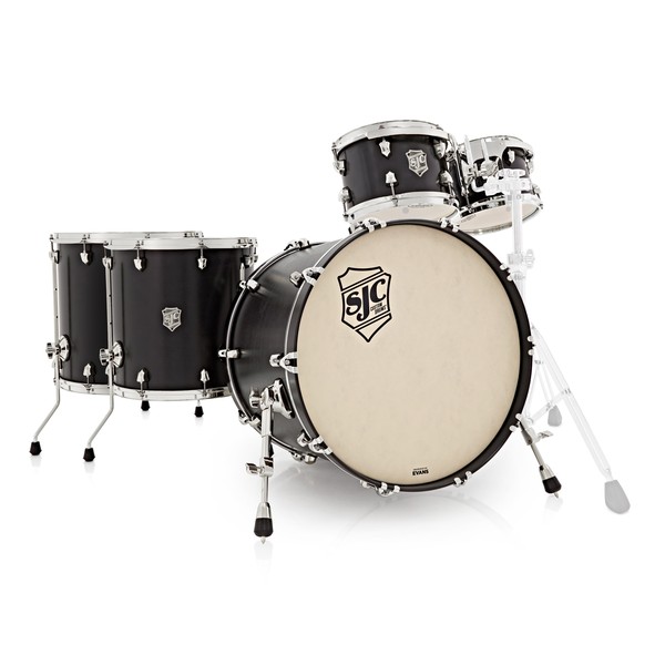 SJC Drums Tour Series 5 Piece Shell Pack , Black Stain, Chrome HW
