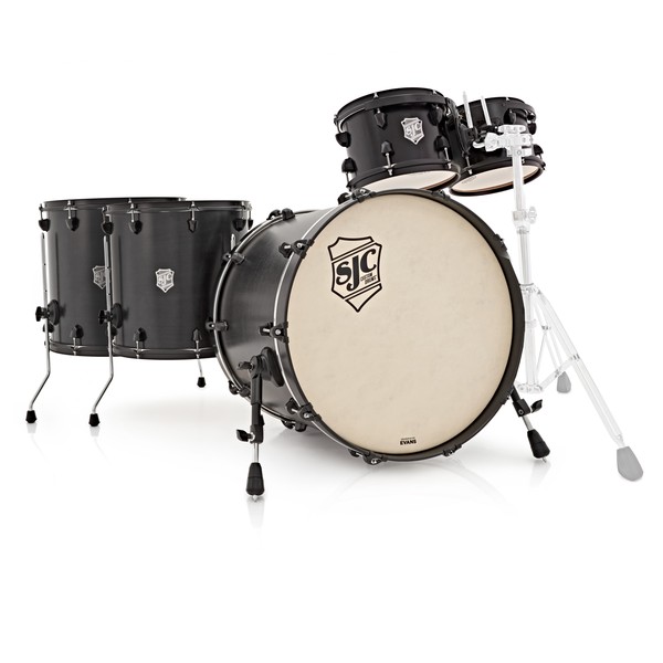 SJC Drums Tour Series 5 Piece Shell Pack, Black Stain, Black HW