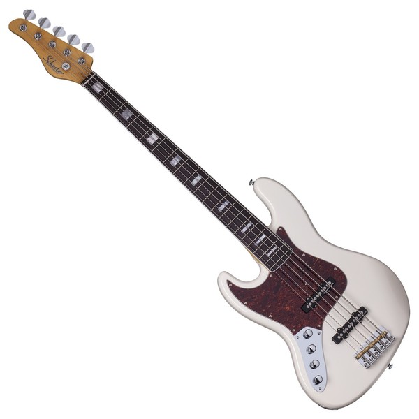 Schecter Diamond-J 5 Plus Left Handed Bass Guitar, Ivory