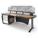 AKA Design ProEdit Studio Desk with 12U Rack, Blue and Maple - Front Angled