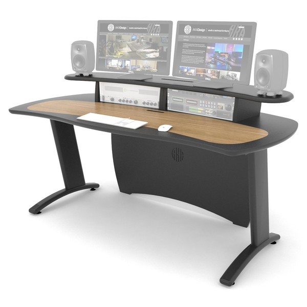 AKA Design ProMedia Desk, Blue and Maple - Angled Front (Equipment Not Included)