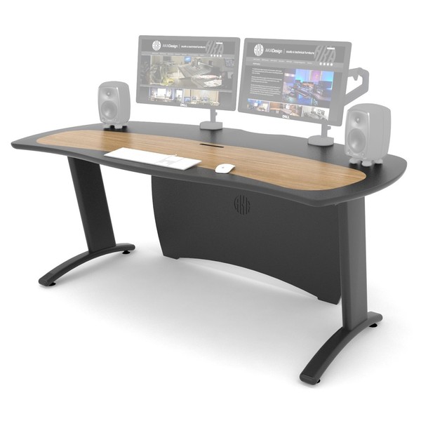 AKA Design ProMedia XB Desk, Blue and Maple - Angled Front