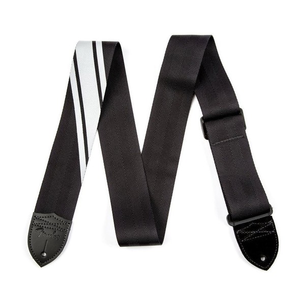 Fender Competition Stripe Guitar Strap, Black and Silver