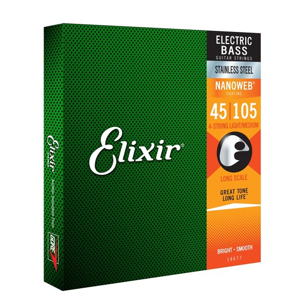 Elixir E14677 Long Scale Bass Strings Nanoweb Stainless 45-105